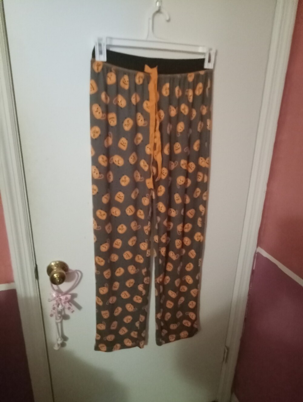 Women's Size S Rene Rafe Halloween Cat Pumpkin Print Pajama Pants